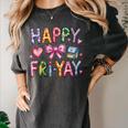 Happy Fri-Yay Teacher Fry Yay Friday Weekend Cute Fri-Yay Women's Comfort Colors T-Shirt Pepper
