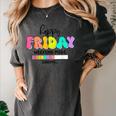 Happy Friyay Teacher School Friday Weekend Vibes Women's Comfort Colors T-Shirt Pepper Happy Friyay Teacher School Friday Weekend Vibes Women's Comfort Colors T-Shirt Pepper