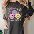 Happy To See Your Face Smile Face Teacher Back To School Women's Comfort Colors T-Shirt Pepper Happy To See Your Face Smile Face Teacher Back To School Women's Comfort Colors T-Shirt Pepper