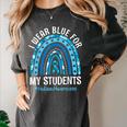Happy Teacher I Wear Blue For My Students Autism Awareness Women's Comfort Colors T-Shirt Pepper Happy Teacher I Wear Blue For My Students Autism Awareness Women's Comfort Colors T-Shirt Pepper