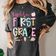 Hello First Grade Teacher Coquette Pencil Bow Back To School Women's Comfort Colors T-Shirt Pepper