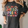 Hello Pre-K Back To School Teacher Student Fun Graphic Tee Women's Comfort Colors T-Shirt Pepper