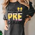 Hello Pre-K Preschool Back To School First Day Teacher Kids Women's Comfort Colors T-Shirt Pepper