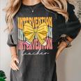Interventionist Teacher Groovy Coquette Bow Back To School Women's Comfort Colors T-Shirt Pepper