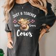 Just A Teacher Who Loves Cows Shirt Cute Highland Cow Women's Comfort Colors T-Shirt Pepper Just A Teacher Who Loves Cows Shirt Cute Highland Cow Women's Comfort Colors T-Shirt Pepper