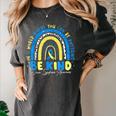 Be Kind Rainbow Down Syndrome Awareness Teacher Blue Yellow Women's Comfort Colors T-Shirt Pepper Be Kind Rainbow Down Syndrome Awareness Teacher Blue Yellow Women's Comfort Colors T-Shirt Pepper