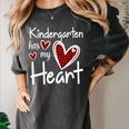 Kindergarten Has My Heart Buffalo Print Teacher Valentine Women's Comfort Colors T-Shirt Pepper