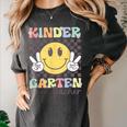 Kindergarten Teacher Team Hippie Smile Face Back To School Women's Comfort Colors T-Shirt Pepper