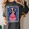 La Maestra Halloween Mexican Bingo Card Teacher Lottery Card Women's Comfort Colors T-Shirt Pepper