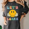 Let's Learn Today Smile Face Back To School For Teacher Kids Women's Comfort Colors T-Shirt Pepper