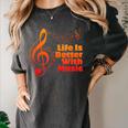 Life Is Better With Music Theory Musician Teacher Notes Clef Women's Comfort Colors T-Shirt Pepper