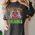 Math Teacher Love Brain Heart Skeleton Hand Zombie Halloween Women's Comfort Colors T-Shirt Pepper