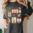 Merry And Bright Christmas Gingerbread Santa Book Teacher Women's Comfort Colors T-Shirt Pepper