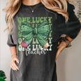 One Lucky Teacher Coquette Bow St Patricks Day Teacher Women's Comfort Colors T-Shirt Pepper