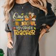 One Thankful 4th Grade Teacher Turkey Leopard Thanksgiving Women's Comfort Colors T-Shirt Pepper One Thankful 4th Grade Teacher Turkey Leopard Thanksgiving Women's Comfort Colors T-Shirt Pepper