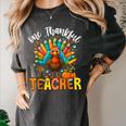 One Thankful Teacher Thanksgiving Turkey Cute Crayon Pencil Women's Comfort Colors T-Shirt Pepper One Thankful Teacher Thanksgiving Turkey Cute Crayon Pencil Women's Comfort Colors T-Shirt Pepper