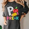 P Is For Pre-K Teacher Pencil Apple Back To School Women's Comfort Colors T-Shirt Pepper