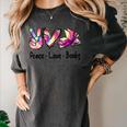 Peace Love Books Librarian Teacher Life Book Library Tie Dye Women's Comfort Colors T-Shirt Pepper