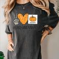 Peace Love Visuals Sped Teacher Pumpkin Skeleton Halloween Women's Comfort Colors T-Shirt Pepper Peace Love Visuals Sped Teacher Pumpkin Skeleton Halloween Women's Comfort Colors T-Shirt Pepper
