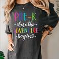 Pre-K Teacher Adventure Begins First Day Preschool Teachers Women's Comfort Colors T-Shirt Pepper