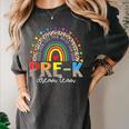 PreK Dream Team Leopard Rainbow Teacher Squad Back To School Women's Comfort Colors T-Shirt Pepper