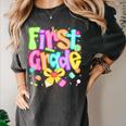 Preppy First Grade Back To School 1st Grade Teacher Girl Kid Women's Comfort Colors T-Shirt Pepper Preppy First Grade Back To School 1st Grade Teacher Girl Kid Women's Comfort Colors T-Shirt Pepper
