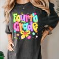 Preppy Fourth Grade Back To School 4th Grade Teacher Girls Women's Comfort Colors T-Shirt Pepper