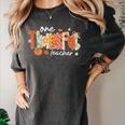 Preppy One Thankful Teacher Coquette Thanksgiving Teacher Women's Comfort Colors T-Shirt Pepper