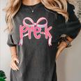 Preppy Pre k Back To School Pre-k Teachers Girls Cute Bow Women's Comfort Colors T-Shirt Pepper