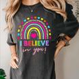 Rainbow I Believe In You Teacher Testing Day Women's Comfort Colors T-Shirt Pepper