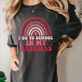 Rainbow Homeschool Mom Teacher I Go To School In My Pajamas Women's Comfort Colors T-Shirt Pepper