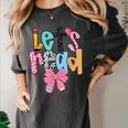 Lets Read Reading Teacher Back To School Literacy Pencil Bow Women's Comfort Colors T-Shirt Pepper