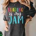 Reading Is My Jam Back To School Teacher Women's Comfort Colors T-Shirt Pepper Reading Is My Jam Back To School Teacher Women's Comfort Colors T-Shirt Pepper