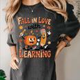 Retro Fall In Love With Learning Autumn Pumpkin Teacher Kids Women's Comfort Colors T-Shirt Pepper Retro Fall In Love With Learning Autumn Pumpkin Teacher Kids Women's Comfort Colors T-Shirt Pepper