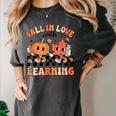 Retro Fall In Love With Learning Autumn Pumpkin Teacher Women's Comfort Colors T-Shirt Pepper Retro Fall In Love With Learning Autumn Pumpkin Teacher Women's Comfort Colors T-Shirt Pepper