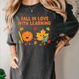 Retro Fall In Love With Learning Autumn Pumpkin Teacher Women's Comfort Colors T-Shirt Pepper Retro Fall In Love With Learning Autumn Pumpkin Teacher Women's Comfort Colors T-Shirt Pepper