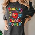 Retro Teaching Is My Superpower Apple Teacher Appreciation Women's Comfort Colors T-Shirt Pepper Retro Teaching Is My Superpower Apple Teacher Appreciation Women's Comfort Colors T-Shirt Pepper