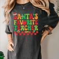 Santas Favorite Teacher Retro Groovy Christmas Xmas Women Women's Comfort Colors T-Shirt Pepper