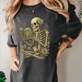 Skeleton Book Floral Skull Halloween Teacher Costume Women's Comfort Colors T-Shirt Pepper Skeleton Book Floral Skull Halloween Teacher Costume Women's Comfort Colors T-Shirt Pepper