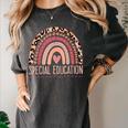 Special Education Shirt Teacher SPED Leopard Boho Rainbow Women's Comfort Colors T-Shirt Pepper