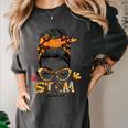 STEM Teacher Messy Bun Fall Vibes Autumn Thanksgiving Men Women Women's Comfort Colors T-Shirt Pepper