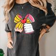 Student Teacher Coquette Bow Pencil Back To School First Day Women's Comfort Colors T-Shirt Pepper