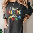 I Teach Awesome Kids Shirt Autism Special Education Teacher Women's Comfort Colors T-Shirt Pepper