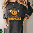 I Teach The Cutest Pumpkins In The Patch Groovy Teacher Fall Women's Comfort Colors T-Shirt Pepper