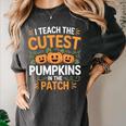 I Teach The Cutest Pumpkins In The Patch Halloween Teacher Women's Comfort Colors T-Shirt Pepper I Teach The Cutest Pumpkins In The Patch Halloween Teacher Women's Comfort Colors T-Shirt Pepper