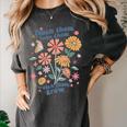 Teach Them Love Them Watch Them Grow Retro Teacher Floral Women's Comfort Colors T-Shirt Pepper