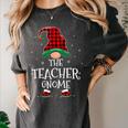 Teacher Gnome Xmas Family Matching Plaid Christmas Gnomes Women's Comfort Colors T-Shirt Pepper