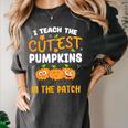 Teacher Halloween Pre-K Teacher Kindergarten Cutest Pumpkins Men Women Kids Women's Comfort Colors T-Shirt Pepper