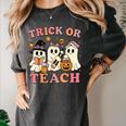 Teacher Halloween Trick Or Teach Cute Ghost Coffee Pumpkins Women's Comfort Colors T-Shirt Pepper