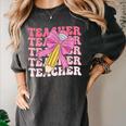 Teacher Pencil Back To School Groovy Pink Teacher First Day Women's Comfort Colors T-Shirt Pepper Teacher Pencil Back To School Groovy Pink Teacher First Day Women's Comfort Colors T-Shirt Pepper